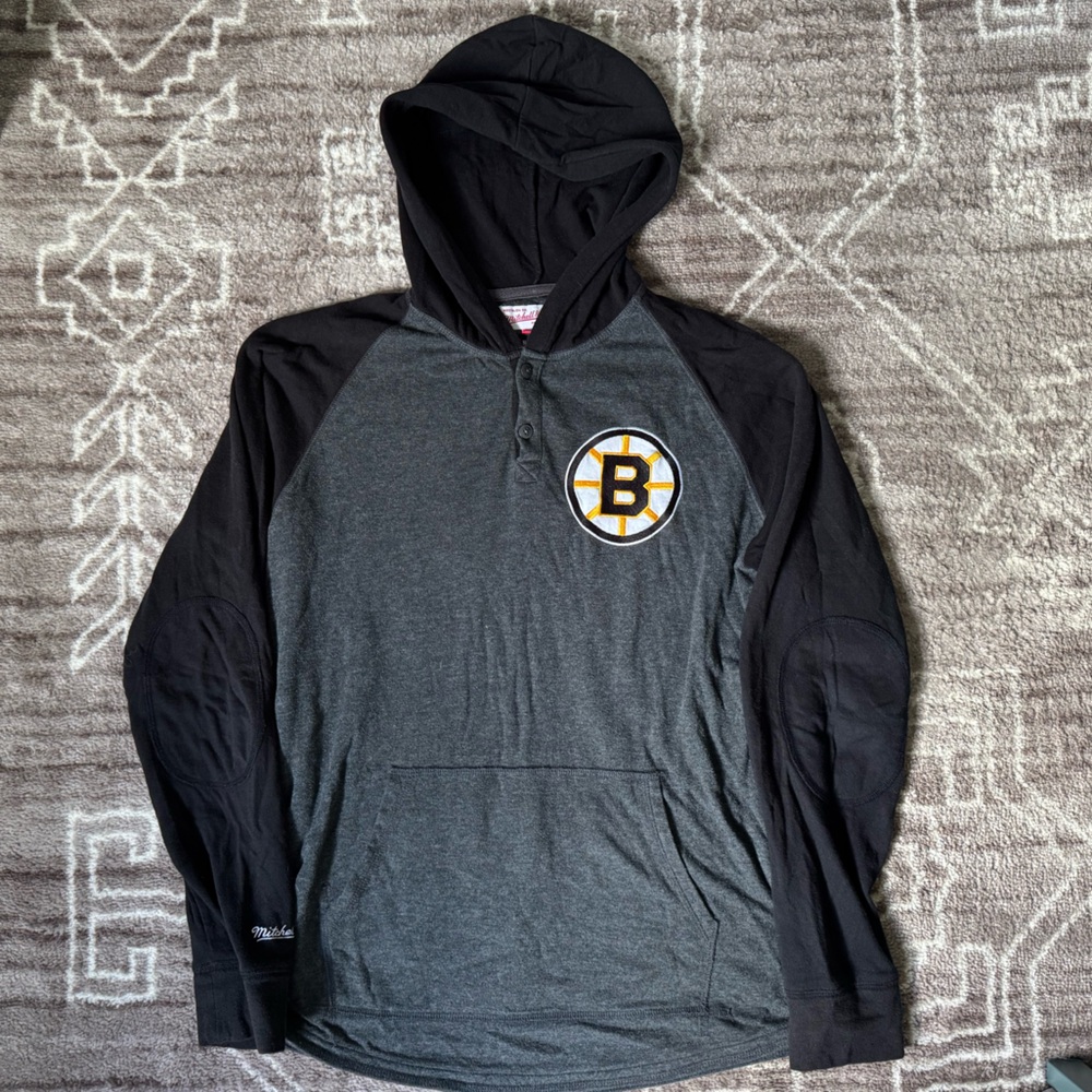Mitchell & Ness Boston Bruins lightweight Henley hoodie large